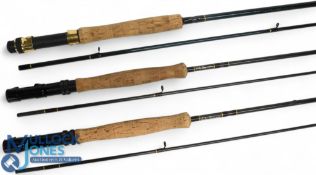 A collection of rods as follows: 2x John Seymour carbon trout fly rods, both 9ft 2pc, line 7/8#,