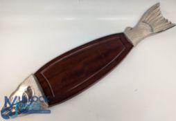 Salmon Serving Platter Tray, wood and metal #92cm