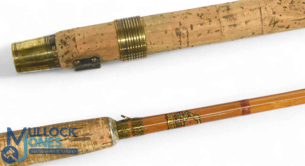 Milward Fly Rover 9ft 5in 2pc staggered ferrule trout fly rod, revarnished with speckled whips, - Image 3 of 3