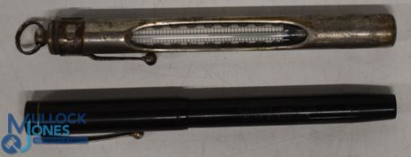 Hardy Bros Alnwick Bakelite dry fly brush in the form of a pen, nickel pocket clip and a water