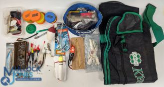 Sea Fishing Tackle Rod Bag, line hooks, rod rings floats, Tronixpro rig winders in well used