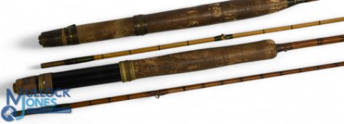James Ogden Cheltenham split cane trout fly rod, 8ft 2pc brass reel fittings, agate butt/tip