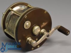 Edward Vom Hofe maker New York 6/0 hard rubber and nickel sea fishing multiplier reel foot stamped