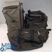 3x Fishing Tackle Bags: a large TF Gear shoulder bag, multi pockets Korum SS rucksack with