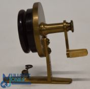 Early Chippendale Patent 22271, threadline casting reel, brass frame stanchion and crank handle,