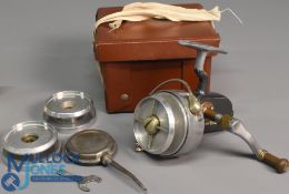 Hardy Altex No2 Mk V spinning reel with screw fold handle, working bail arm and drag, retains most