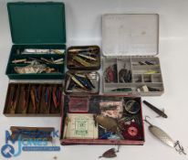 Vintage Fishing Tackle Devons, Spoons, Lures Trace, Hardy spoons included in 6 assorted tins