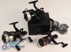 3x Various Spinning reels features a Sonik Vader X 6000FS with 2x spare spools, in black finish