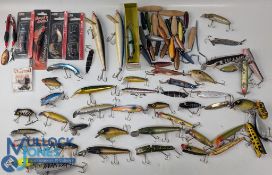 Qty of Abu Rapal Fishing Lures Plugs, Toby lure and other maker's spinners, some carded items