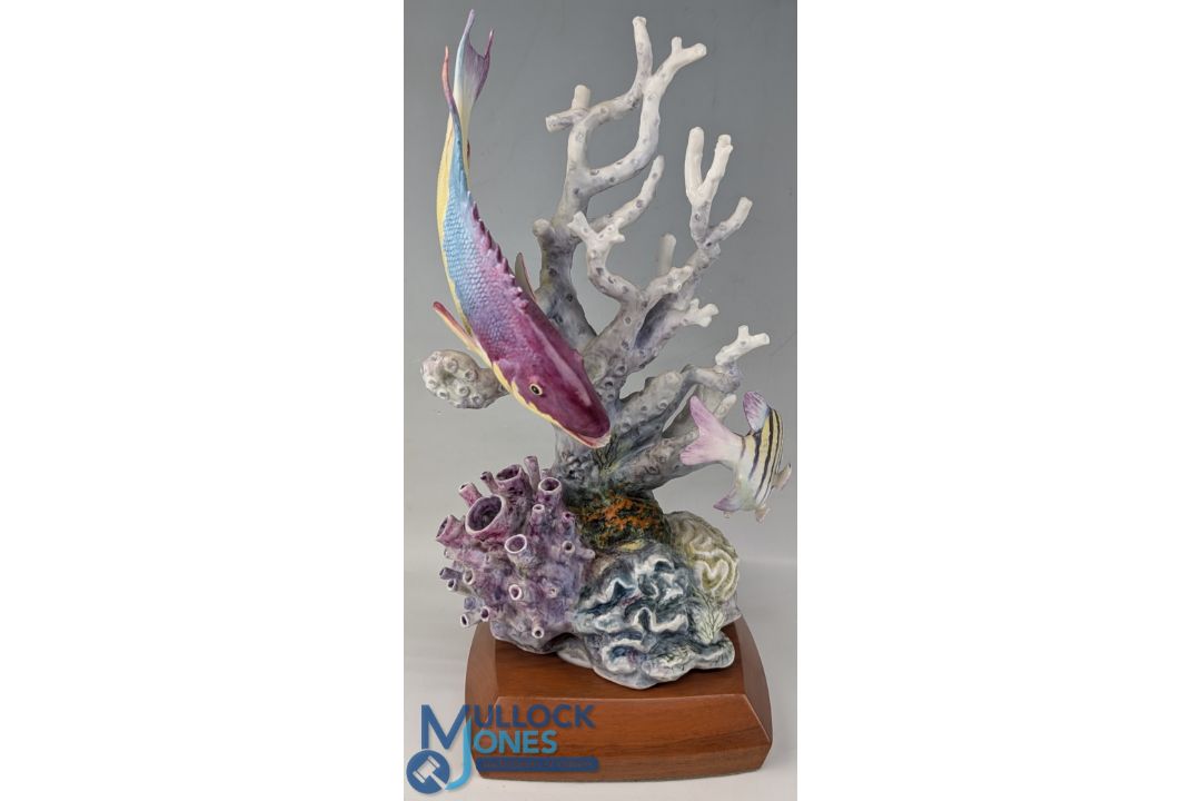 Worcester Royal Porcelain Model of a Spanish Hog Fish, on stand #29cm tall, No.233 by R Van - Image 1 of 2