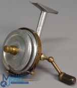 A Allan Ltd Glasgow patent 'Spinet' threadline casting reel number 262706, in brass and alloy,