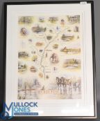 Limited Edition Colour Pictorial Map by Dvid Eley entitled 'The River Test' numb 400/850 dated 94,