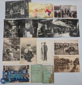 Fishing Themed Postcards: Swan Works Angling Society Season Ticket c1930s, 7 period postcards, a