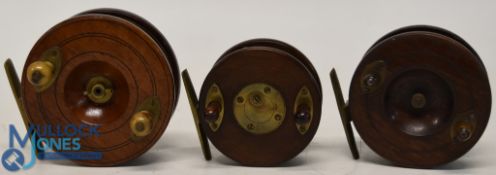 Three English Nottingham star back reels: a 3 ½