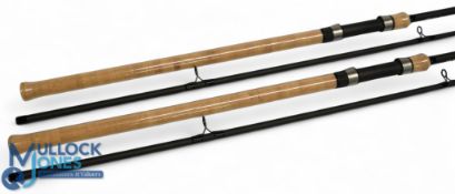 Pair of Korum Xpert 12ft 2pc carbon Specialist rods 1.75lb test curve lined guides, shrink wrapped