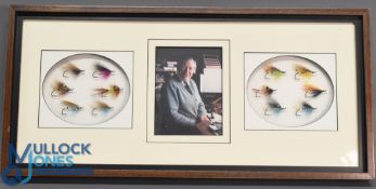 Fine Collection of 12x Megan Boyd Salmon flies with hand written letter - mounted in a glazed shadow