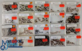 20x Boxes of Assorted Fishing Flies, mostly hackled dry retail old shop stock of Pheasant tail,