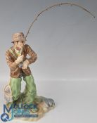 A Rare Royal Worcester Angling Figure 'Fly Fishing' inscribed in gold 'From Royal Worcester to the
