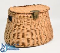 Unnamed Platts Fishing Wicker Creel, with side fish slot, locking inner tray, brass hasp and