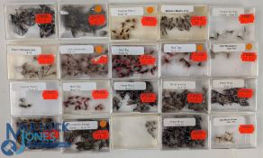 20x Boxes of Assorted Fishing Flies, mostly hackled dry, retail old shop stock of Peter Ross,