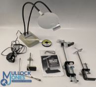 Fly Tying Prolite Lamp with Magnifying Glass HMH Vice, unbranded vice and tools (tested and