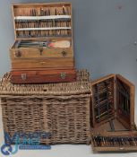 5x Wooden Float Boxes, full of assorted floats, and a small amount of tackle items within a large