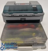 A collection of fishing tackle, as follows: Rubber Maid Pro Series tackle box, 16 3/4