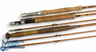 Allcock The Ian Bench 9ft 2pc split cane trout fly rod some marks to varnish in cloth bag, plus an