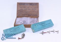 W J Cummins copper silver spoon on central bar, back stamped WJC 4 XX, with maker's box, a bait