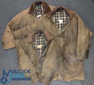 3x Barbor Wax Jackets, all have wear with holes noted to arms and body - all need some repair - a