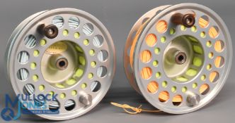 2x Bauer Spare Spools in silver model unknown but measures 112mm across face 110mm backplate, 30mm