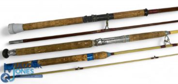 A collection of spinning rods as follows: 6ft solid glass boat rod, 24