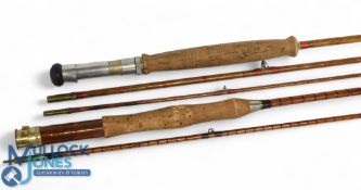 W J Cummins Maker Bishop Auckland, split cane fly rod, 9ft 2pc alloy sliding reel fittings and