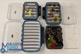 4x Stillwater & Leeda Profill double sided Fly Boxes with a selection of Trout flies neatly sorted