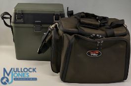 2x Fishing Tackle Bags Box: to include a TF Gear multi pocket bag with shoulder strap, a hard