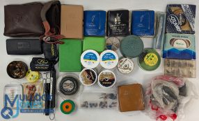 Fishing Tackle Collection: a box to include nylon line and braided plastic fly boxes, 2 Fox boxes