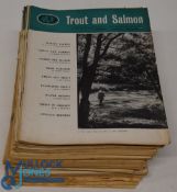 1950-1960 Trout & Salmon Fishing Magazines - a broken run from issue 3-82 with 2 green binders