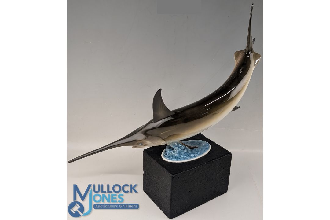 Royal Worcester Figurine of a Swordfish Limited Edition 245/500 modelled by R Van Ruyckevelt, on its - Image 2 of 2