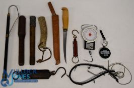 A collection of fishing tackle, as follows: 3x priests. Marttiini Finland fillet knife. Unnamed 2