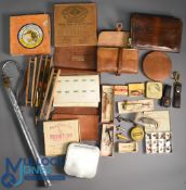 Good Assortment of Fishing Accessories - features Hardy Brothers leather fly wallet with parchment