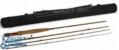 Shakespeare Agility Rise Medium Action carbon brook trout fly rod, 8ft 4pc, line 4#, alloy uplocking