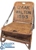 Vintage wicker folding 'Punt' Seat - seat base measures 17