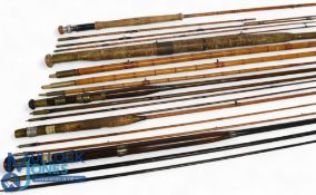 A collection of 5 rods, all requiring some attention, made up of: 2x greenheart fly rods, one by