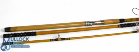 Solid Glass Beach Casting Rod 10ft 2pc, alloy down locking reel seat, twin grips, cloth bag, light