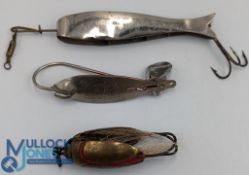 Collection of 3 Period American Lures, Marvelure the fully weedless lure bass beetle lure and a