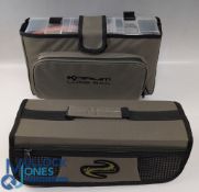 Korum Lure bag with a Snapper tackle box full of coarse fishing lures, all identified with tags, a