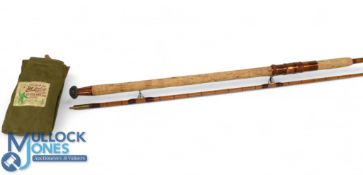 Lee Redditch Lepson 8ft 2pc split cane spinning rod with red agate guides, burgundy close whipped,