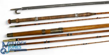Charles Farlow of London 16ft 4pc greenheart salmon fly rod butt cap stamped 'Prize Medal 1862',