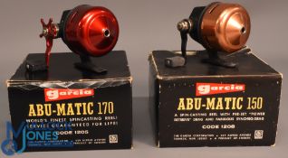 ABU Garcia Abumatic closed face reels (2) features a 170 model with oil and casting plug, in maker's