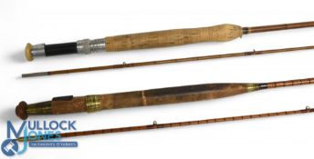 Foster Bros, Makers Ashbourne, steel centred split cane fly rod No 63582, 9ft 2pc, brass sliding
